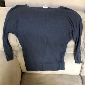 Mercer & Madison off the shoulder indigo top.